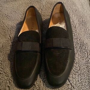 Brand New Mens Jitai Black Leather Faux Fur Bowtie Slip-On Shoes Size 8!
